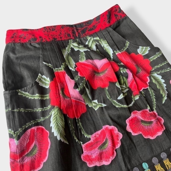 Desigual Galactic Tour Mini Skirt Poppy Flowers Pleated Waist Cotton EUR 38/ 4US - Picture 6 of 13